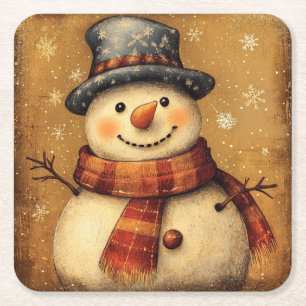 Vintage Snowman Christmas Coaster