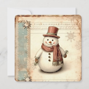 Vintage Snowman Christmas Holiday Card