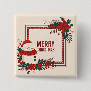 Vintage Snowman Christmas Holiday Pin Button