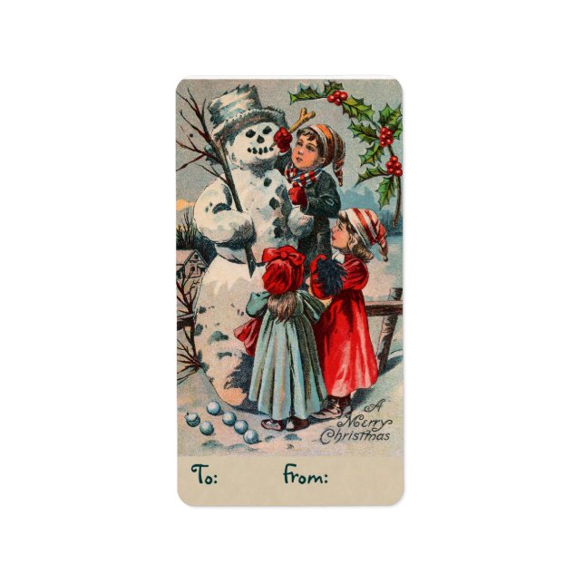 Vintage Snowman Christmas Labels (Front)
