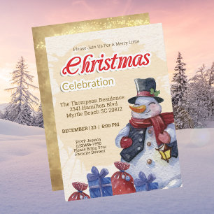 Vintage Snowman Christmas Party Celebration Invitation