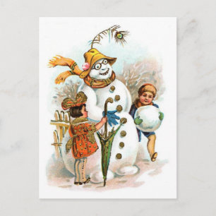 Vintage Snowman Christmas Postcard