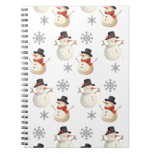 Vintage Snowman Christmas Snowflakes Notebook