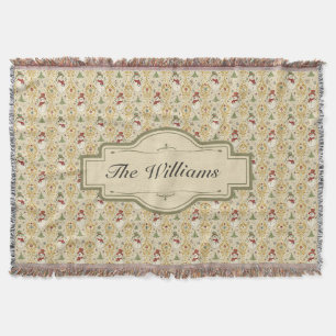 Vintage Snowman & Christmas Tree Custom Throw Blanket