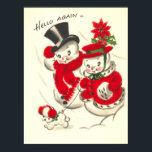 Vintage Snowman Couple Print<br><div class="desc">This is a vintage print of a Snowman couple that are out walking there snowman dog. Very cute print for the holiday season.</div>