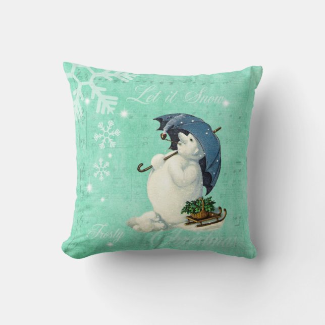 Vintage Snowman Cushion (Front)