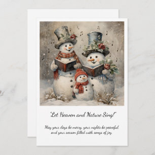 Vintage Snowman Family Carolers Christmas Invitation
