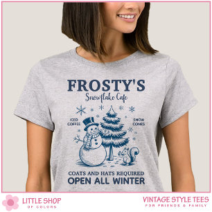 Vintage Snowman Frosty's Snowflake Cafe T-Shirt
