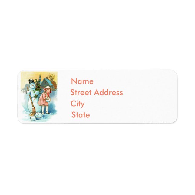 Vintage Snowman & Girl (Front)