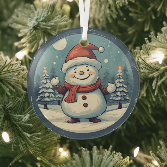 Vintage Snowman  Glass Tree Decoration (Insitu)