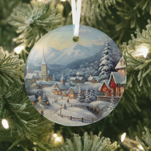 Vintage Snowman  Glass Tree Decoration