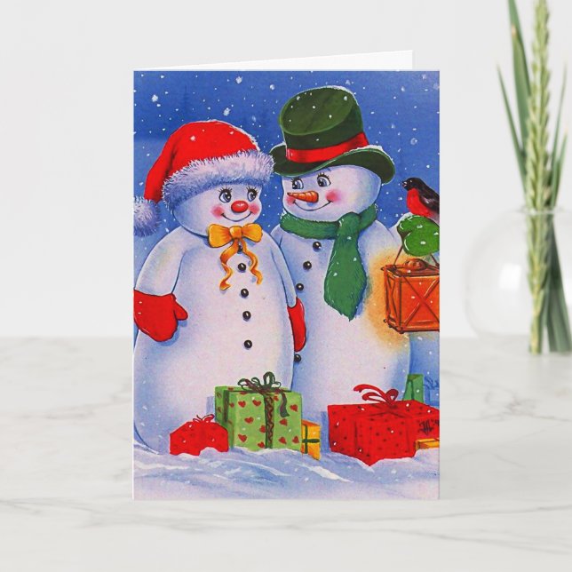 Vintage Snowman Holiday Card (Front)