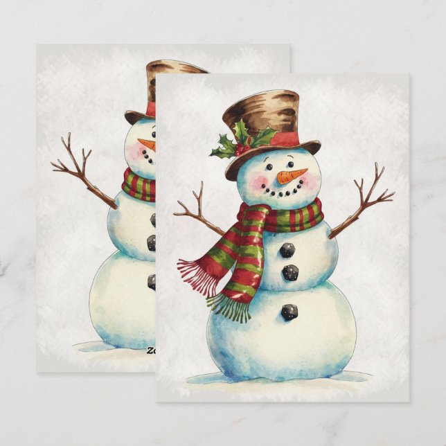 Vintage Snowman Holiday Card (Front/Back)