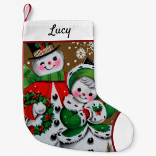 Vintage Snowman Holiday Merry Christmas Small Christmas Stocking