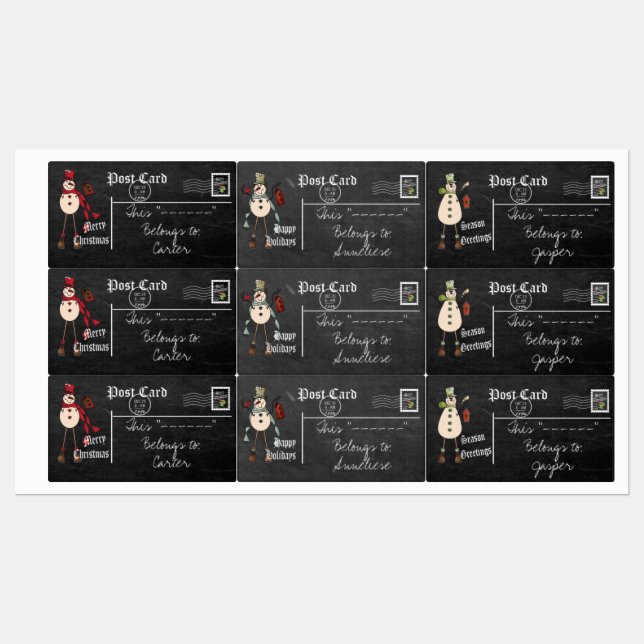 Vintage Snowman Labels (Sheet)