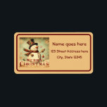 Vintage Snowman - Merry Christmas address label<br><div class="desc">Add a touch of vintage charm to your holiday mailings with the Vintage Snowman - Merry Christmas address labels. These beautifully designed labels feature a delightful vintage snowman illustration that captures the essence of the season. Made with high-quality materials, these address labels are easy to peel and stick, making your...</div>