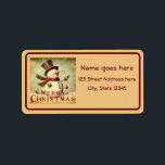 Vintage Snowman - Merry Christmas address label<br><div class="desc">Add a touch of vintage charm to your holiday mailings with the Vintage Snowman - Merry Christmas address labels. These beautifully designed labels feature a delightful vintage snowman illustration that captures the essence of the season. Made with high-quality materials, these address labels are easy to peel and stick, making your...</div>