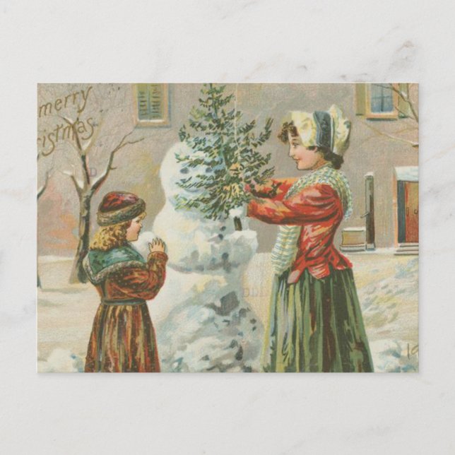 Vintage Snowman Postcard (Front)