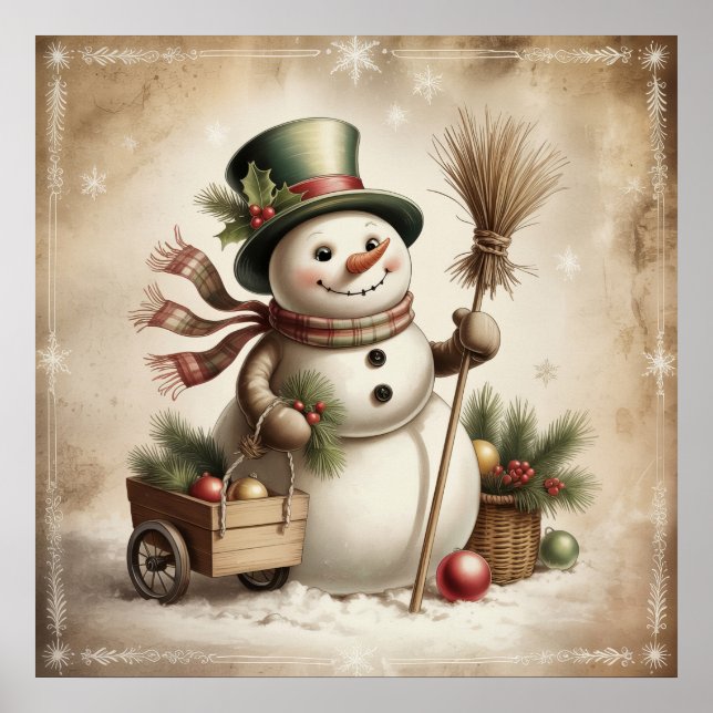 Vintage Snowman Poster (Front)