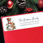 Vintage Snowman Return Address<br><div class="desc">Our festive return address label features a cute vintage snowman. It's the perfect way to let your friends and family know where you live during the holiday season.  This label is sure to add a touch of holiday cheer to your mail and get noticed by everyone who sees it.</div>