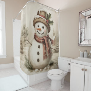 Vintage Snowman Shower Curtain