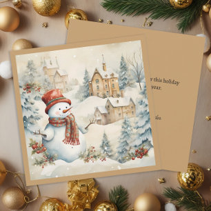 Vintage Snowman Snowy Village Christmas Holiday