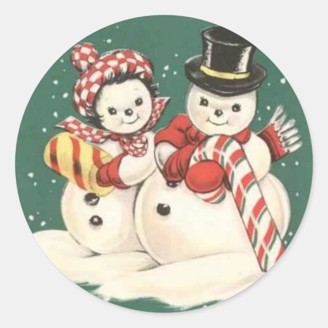 Vintage Snowman Sticker (Front)