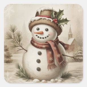 Vintage Snowman Stickers