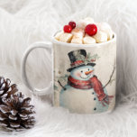 Vintage Snowman With Christmas Flowers Coffee Mug<br><div class="desc">A beautiful vintage design of a snowman with Christmas flowers and customisable texts. An ideal gift for family and friends. Thank you for stopping by. Please visit our store for more items!</div>