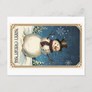 Vintage Snowmans Greeting Card: Merry Christmas Postcard