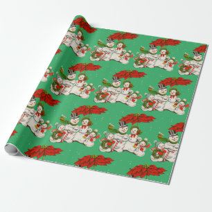 Vintage Snowmen Christmas Wrapping Paper