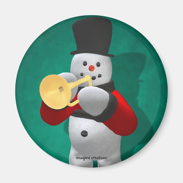 Vintage Snowmen: Trumpeter Magnet (Front)