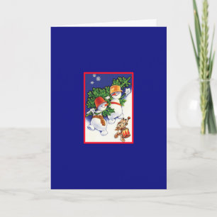 Vintage Snowmen With Tree - Christmas Card