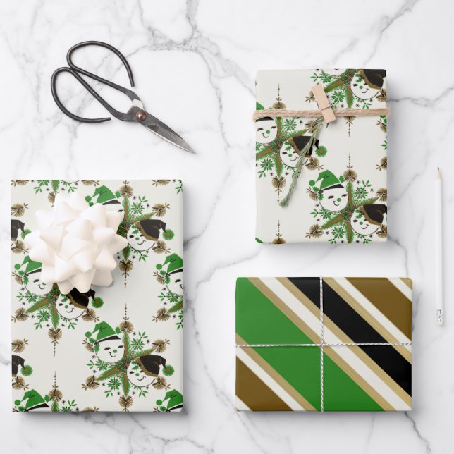 Vintage snowmen  wrapping paper sheets (Front)