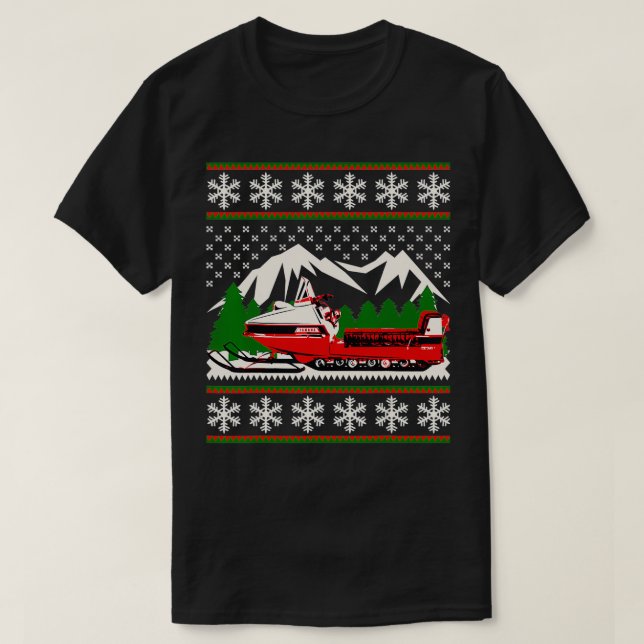 Vintage Snowmobile Ugly Christmas Sweater  (Design Front)