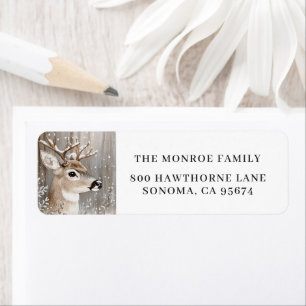 Vintage Snowy Christmas Stag Return Address