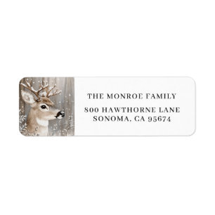 Vintage Snowy Christmas Stag Return Address
