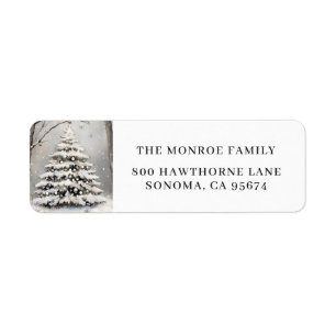 Vintage Snowy Christmas Tree Return Address