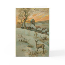 Vintage snowy landscape christmas greeting card