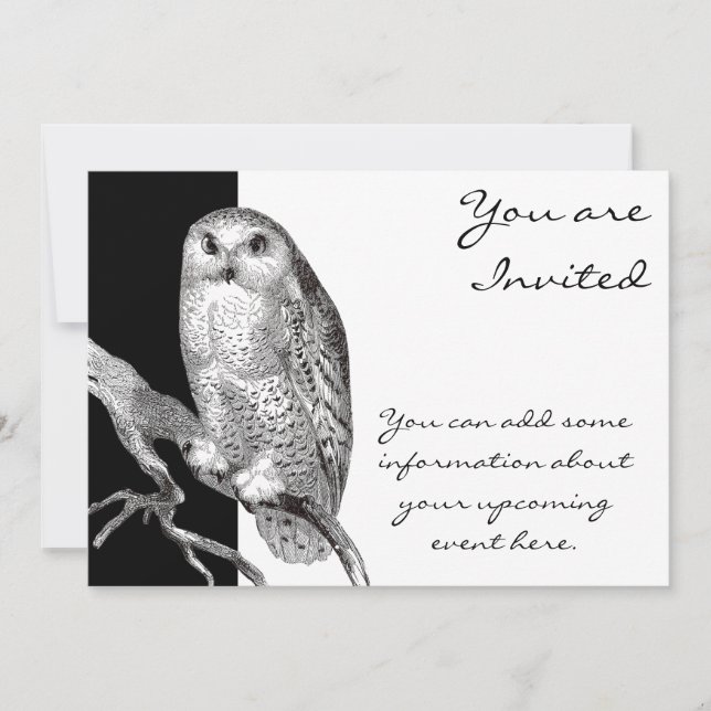 Vintage Snowy Owl Invitation (Front)