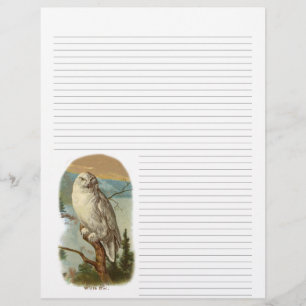 Vintage Snowy Owl Lined Letterhead