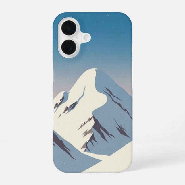 Vintage Snowy Peaks iPhone 16 Case (Back)