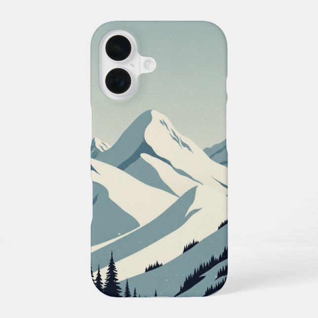 Vintage Snowy Peaks iPhone 16 Case (Back)