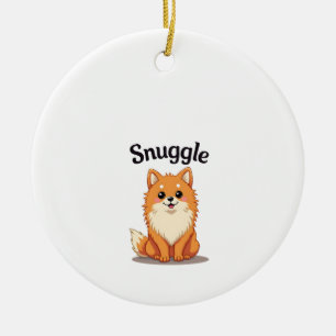 Vintage Snuggle Pomeranian Cute Dog Illustration D Ceramic Tree Decoration