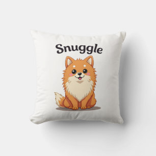 Vintage Snuggle Pomeranian Cute Dog Illustration D Cushion