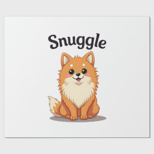 Vintage Snuggle Pomeranian Cute Dog Illustration D Wrapping Paper