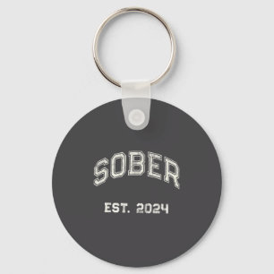 Vintage Sober Est. 2024 Affirmation Sobriety Aa Mo Key Ring