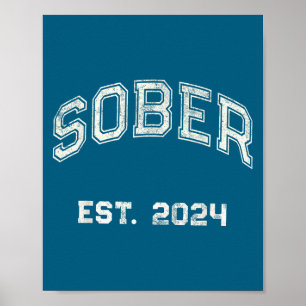 Vintage Sober Est. 2024 Affirmation Sobriety Aa Mo Poster