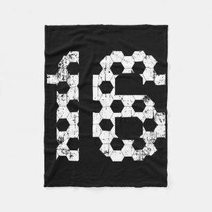 Vintage Soccer 16 Jersey Number Fleece Blanket