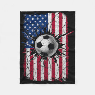 Vintage Soccer 4th Of July Men Usa American Flag B Fleece Blanket